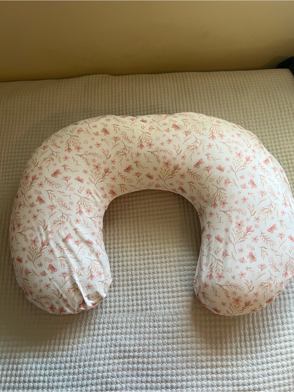 Floral Nursing/Boppy-Style U-Shaped Pillow - Light Pink Floral